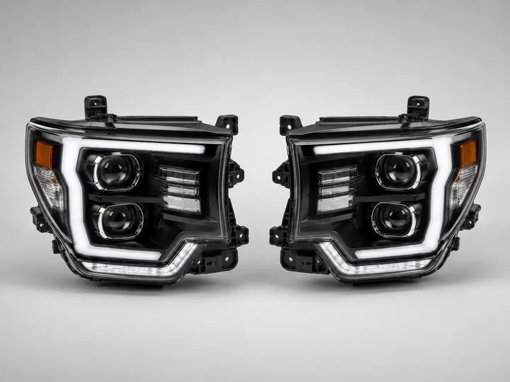 Aftermarket LED projector headlights for a truck