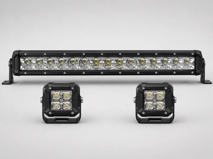 LED light bar and pod lights for a truck