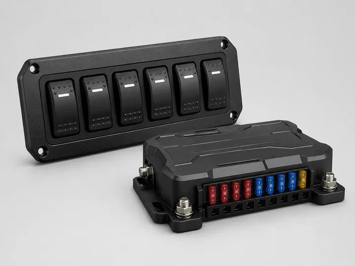 Auxiliary switch panel and power distribution box