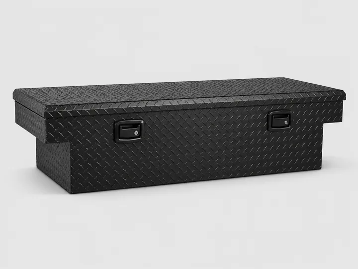 Crossover truck bed tool box