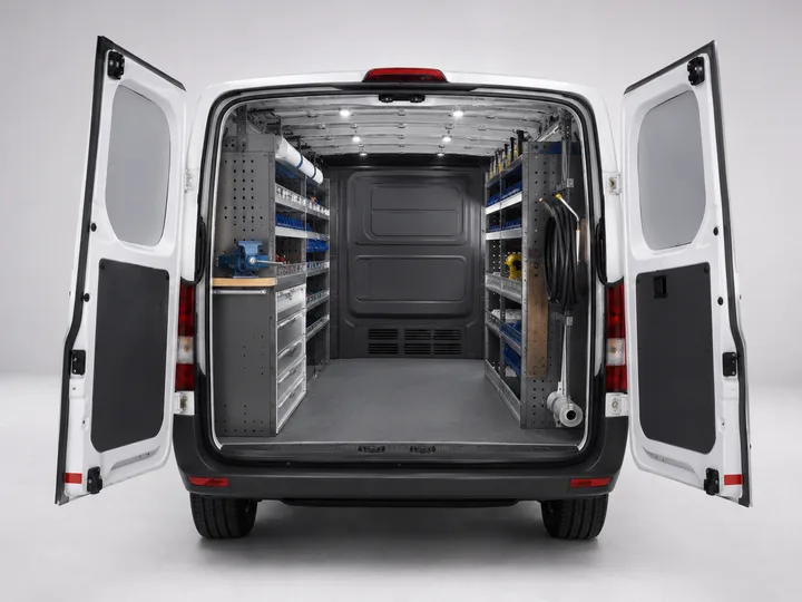 Commercial work van shelving and cargo upfitting