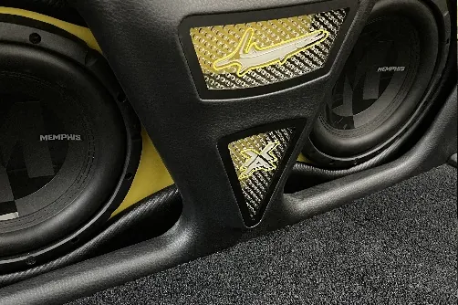 Custom subwoofer trunk build by Xclusive Autosound, Belleville IL