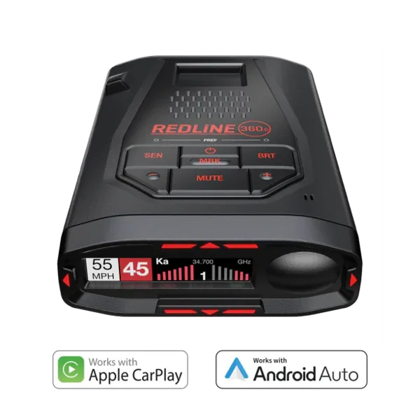 Escort Redline 360c radar detector with Apple CarPlay and Android Auto