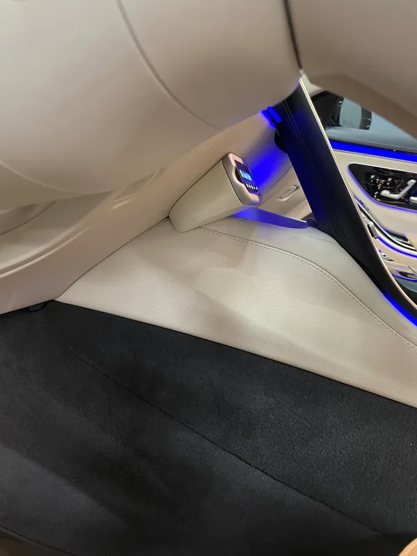Radar detector control installed with custom blue accent lighting