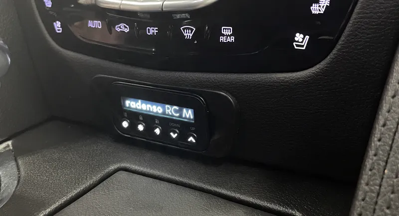 Radenso RC M radar controller custom-installed in the dash by Xclusive Autosound, Belleville IL